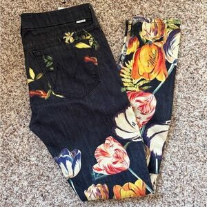 MOTHER low rise flower skinny jeans